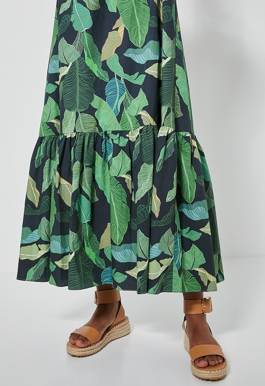 Superbalist - Square neck tiered dress - green 