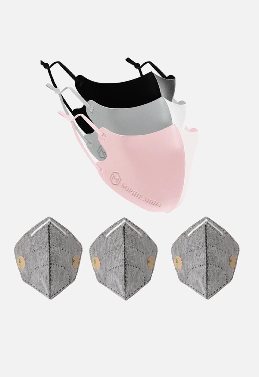 Sophie Moda - 3 face mask combo pack - black/grey/pink