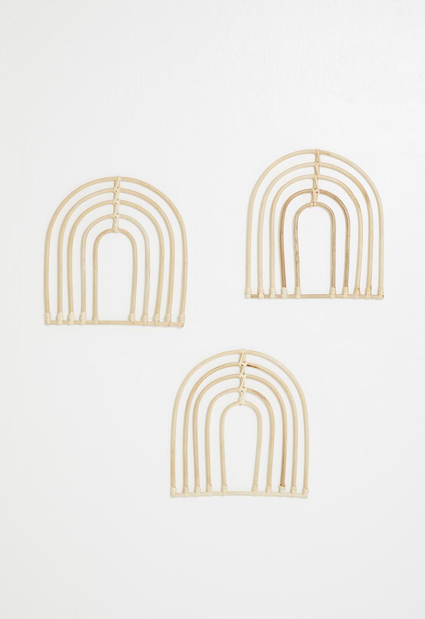 Sixth Floor - Rattan rainbow wall decor pack of 3 - natural