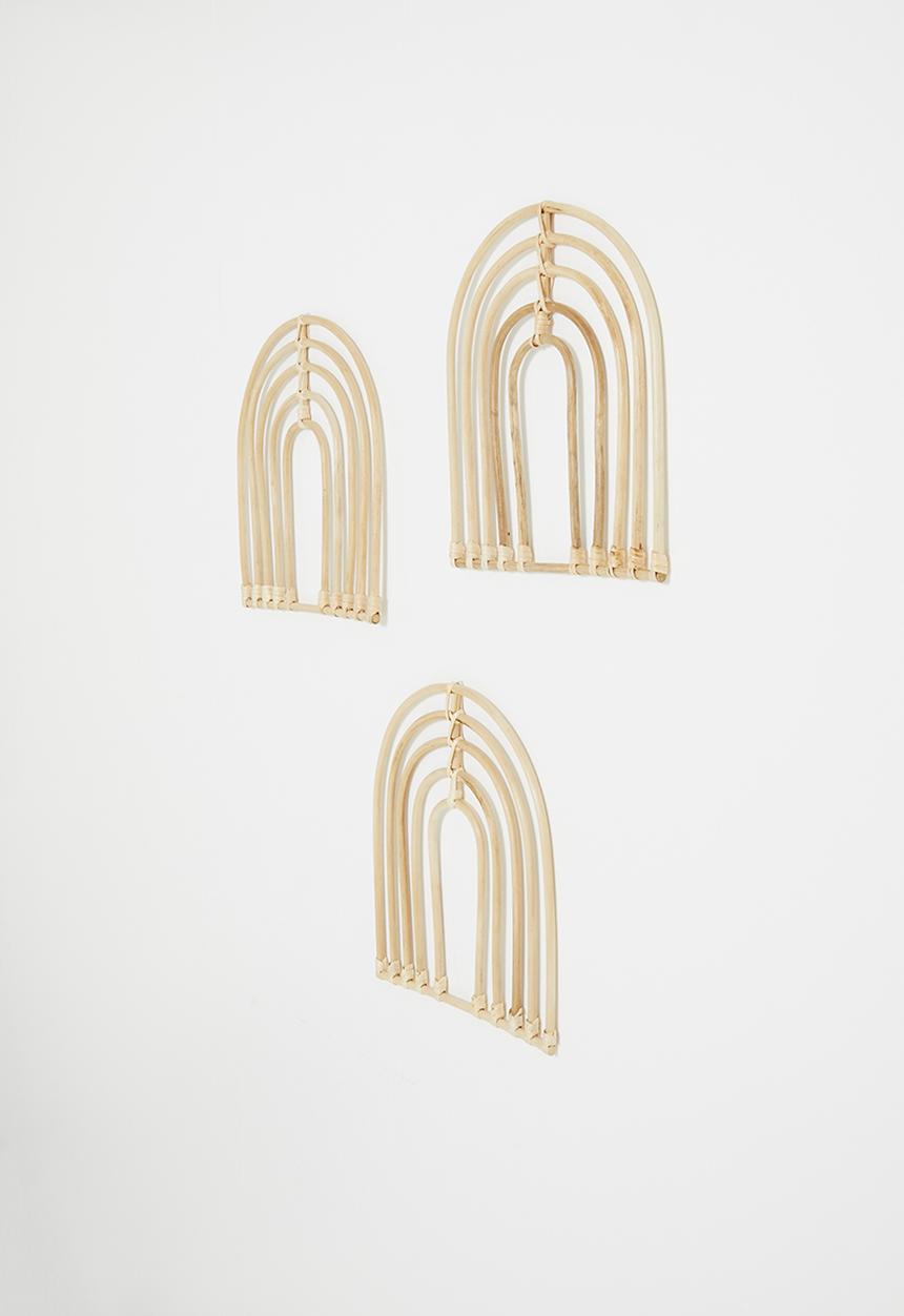 Sixth Floor - Rattan rainbow wall decor pack of 3 - natural