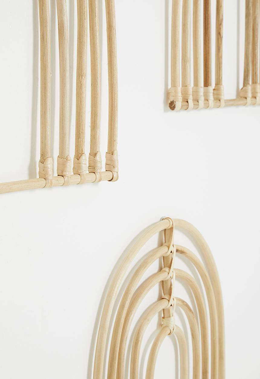 Sixth Floor - Rattan rainbow wall decor pack of 3 - natural