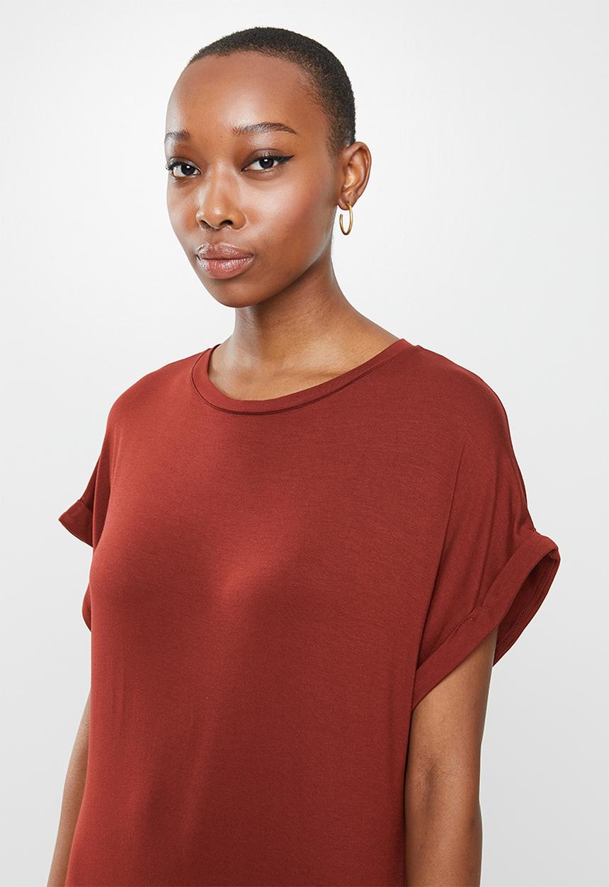 edit - Knit grown on sleeve slit maxi - brick