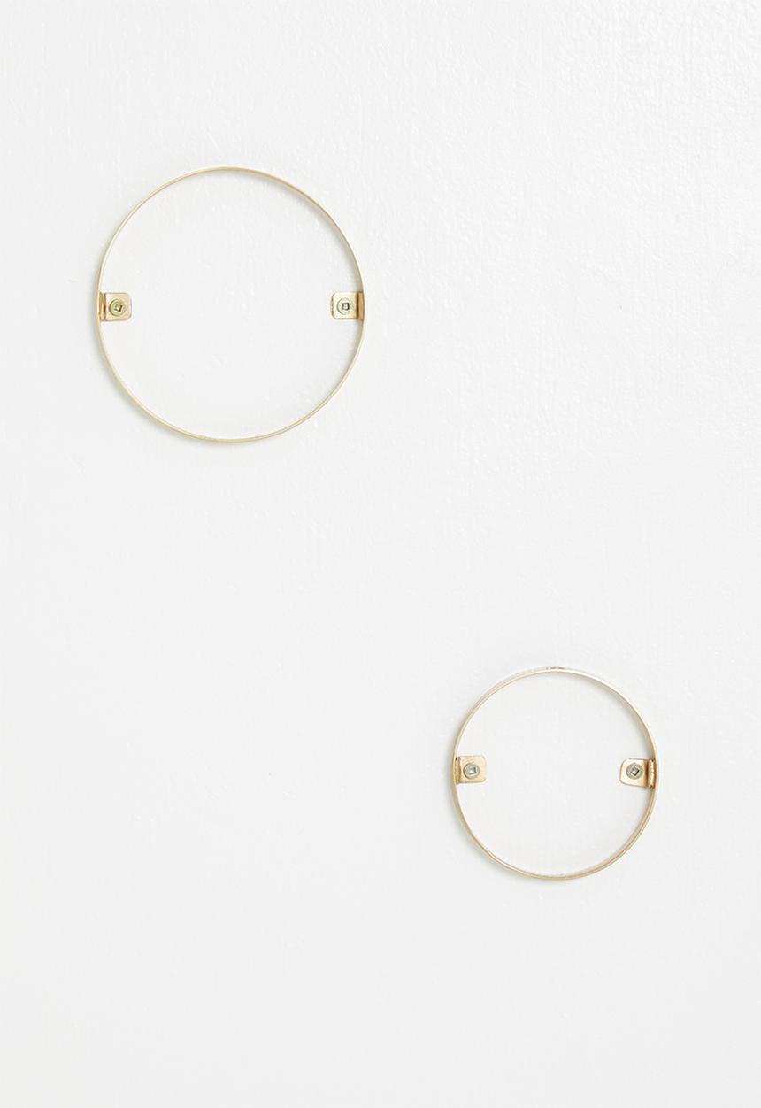 Sixth Floor - Circle wall mounted stem vase set of 2 - gold