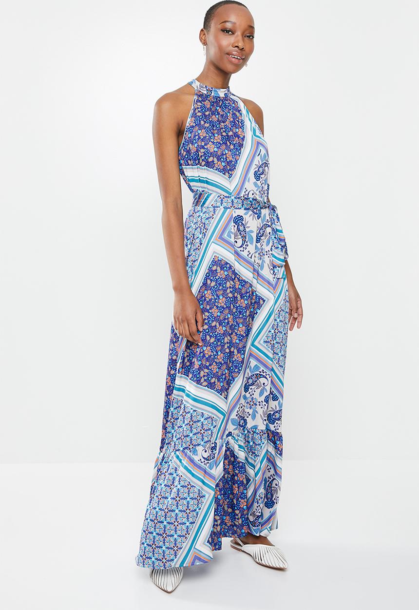 edit - Highneck scarf print maxi - multi 