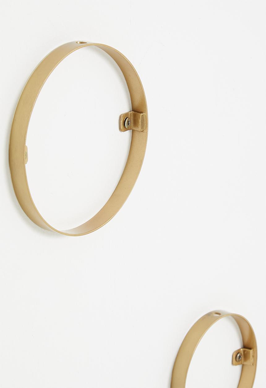 Sixth Floor - Circle wall mounted stem vase set of 2 - gold