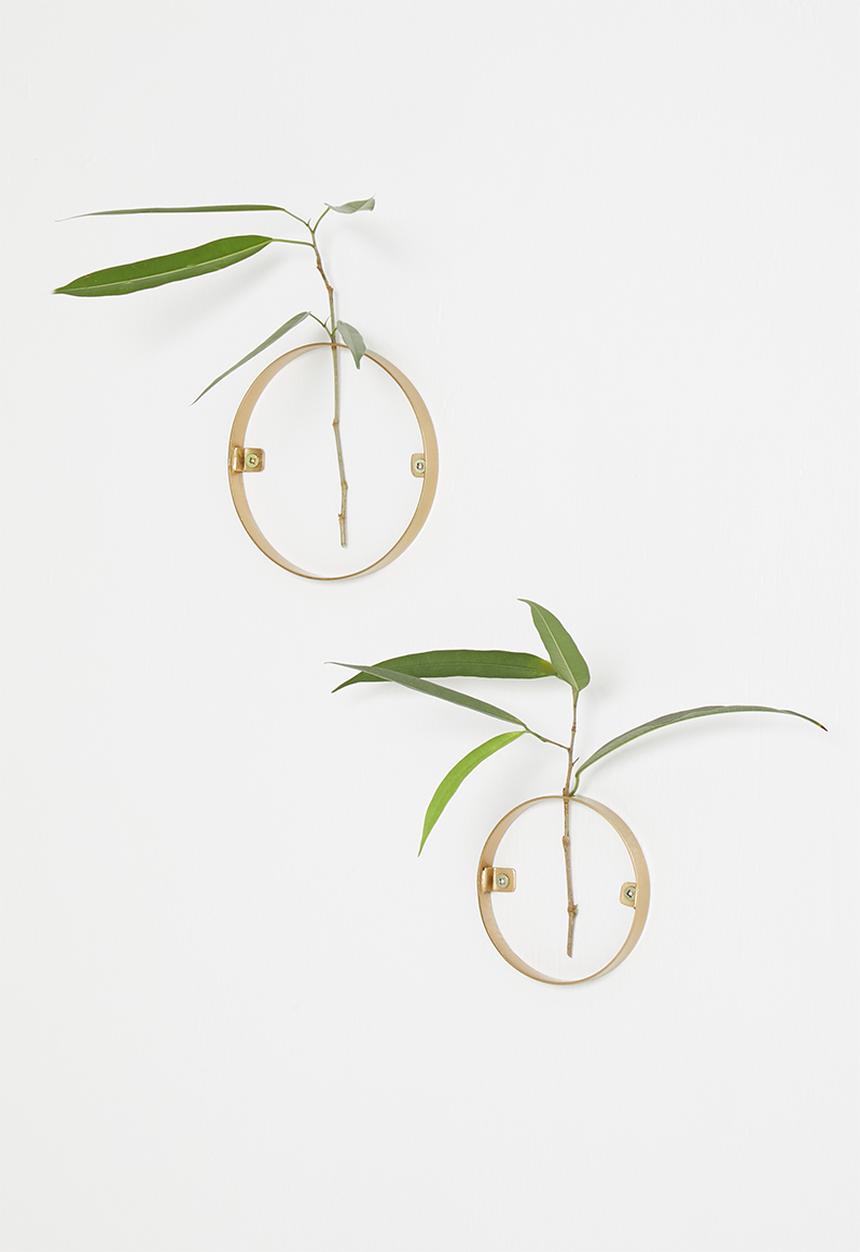 Sixth Floor - Circle wall mounted stem vase set of 2 - gold