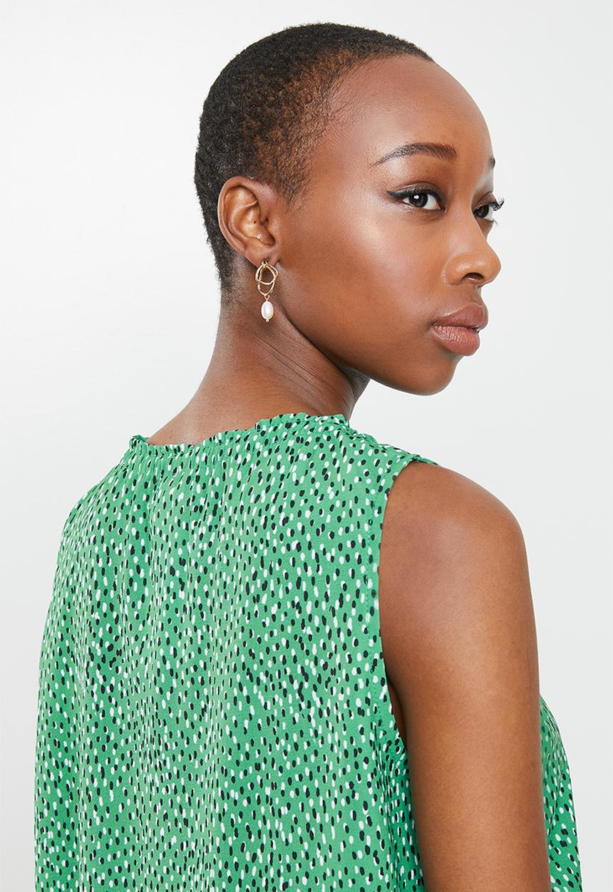 edit - Mandarin tie sleeveless shell - green