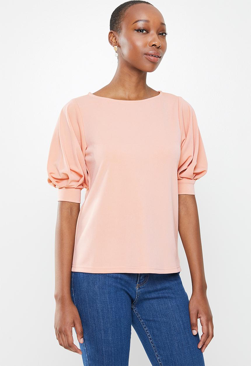 edit - Textured knit flutter tee - rose