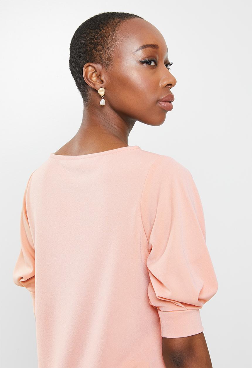 edit - Textured knit flutter tee - rose