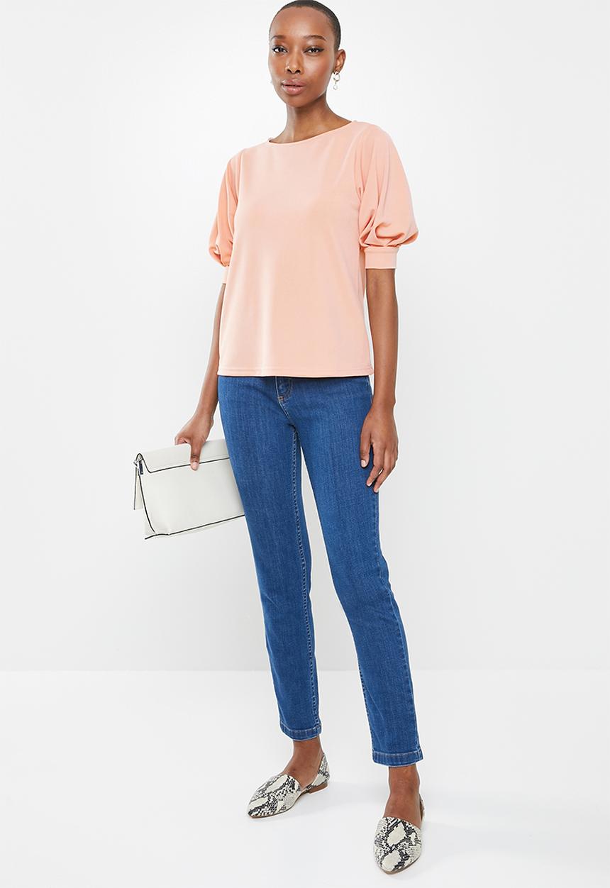 edit - Textured knit flutter tee - rose