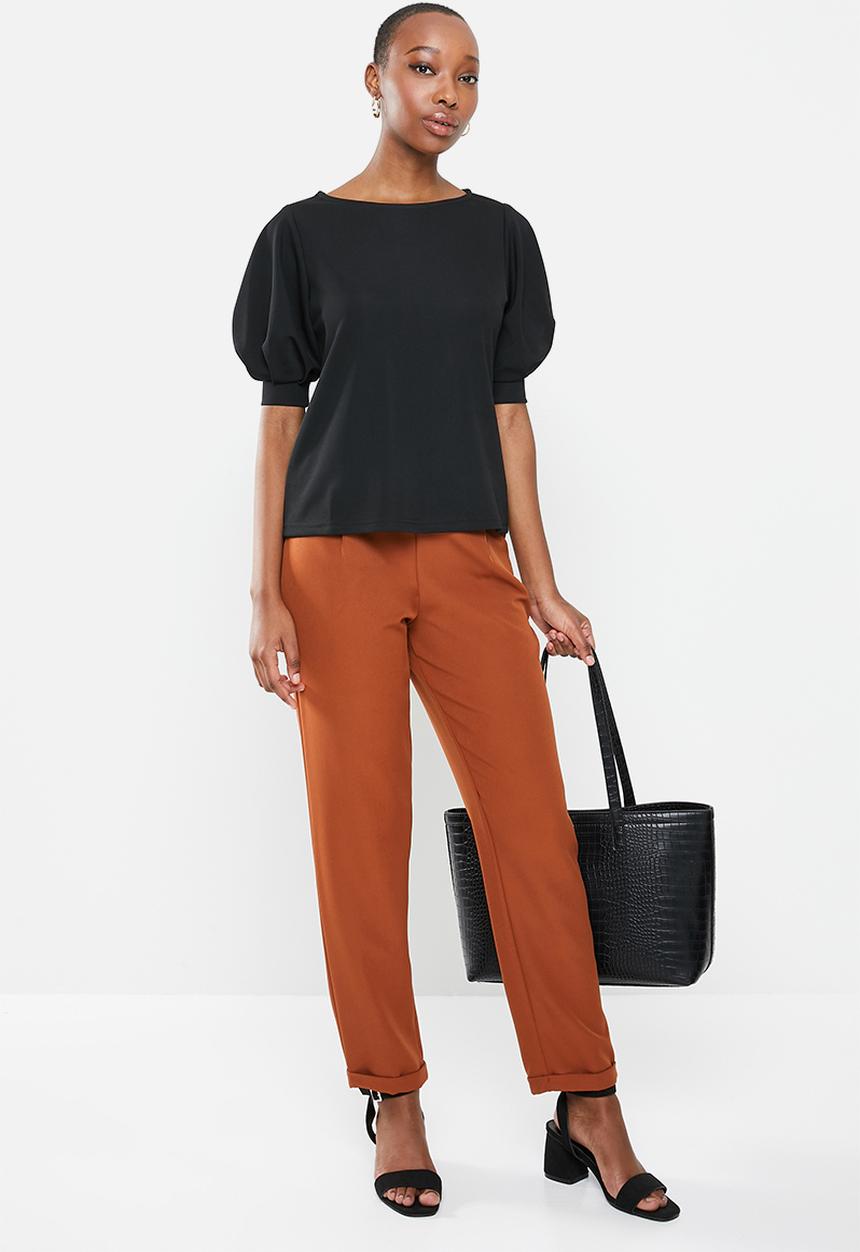 edit - Textured knit flutter tee - black