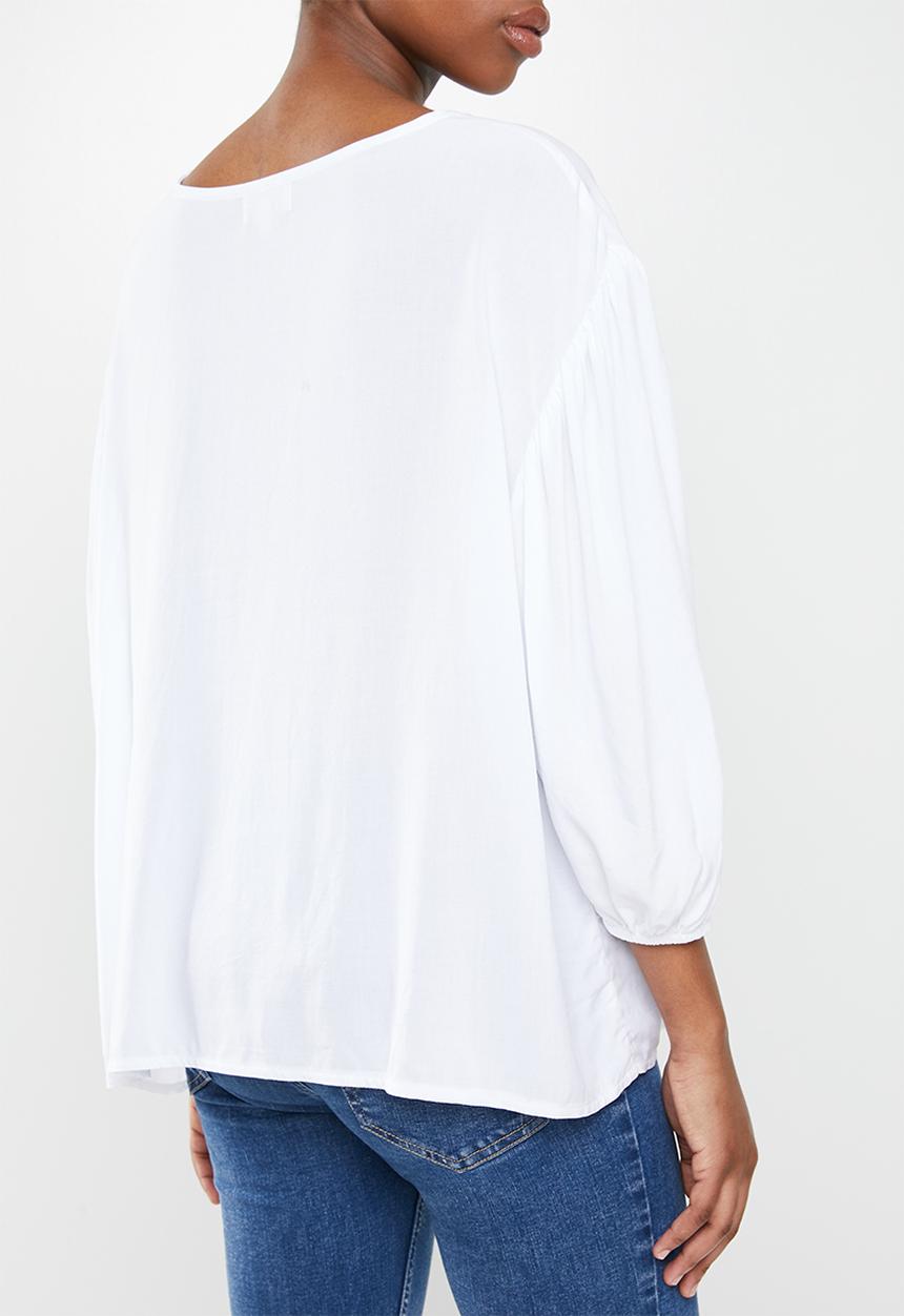 edit - Puff slv basic woven shell - milk