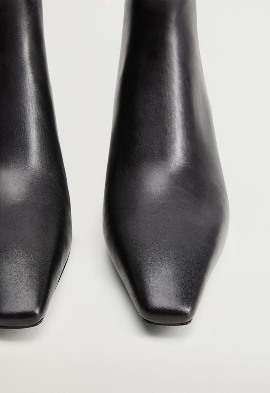 MANGO - Agua leather ankle boot - black