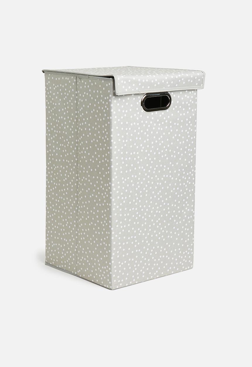 Sixth Floor - Spotty laundry bin with lid - grey & white