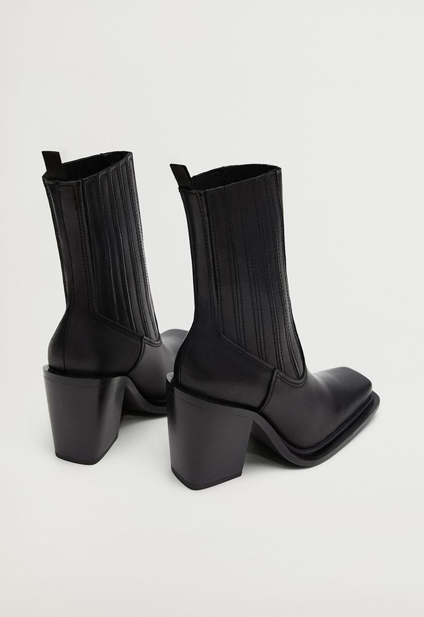 MANGO - Marlon leather ankle boot - black