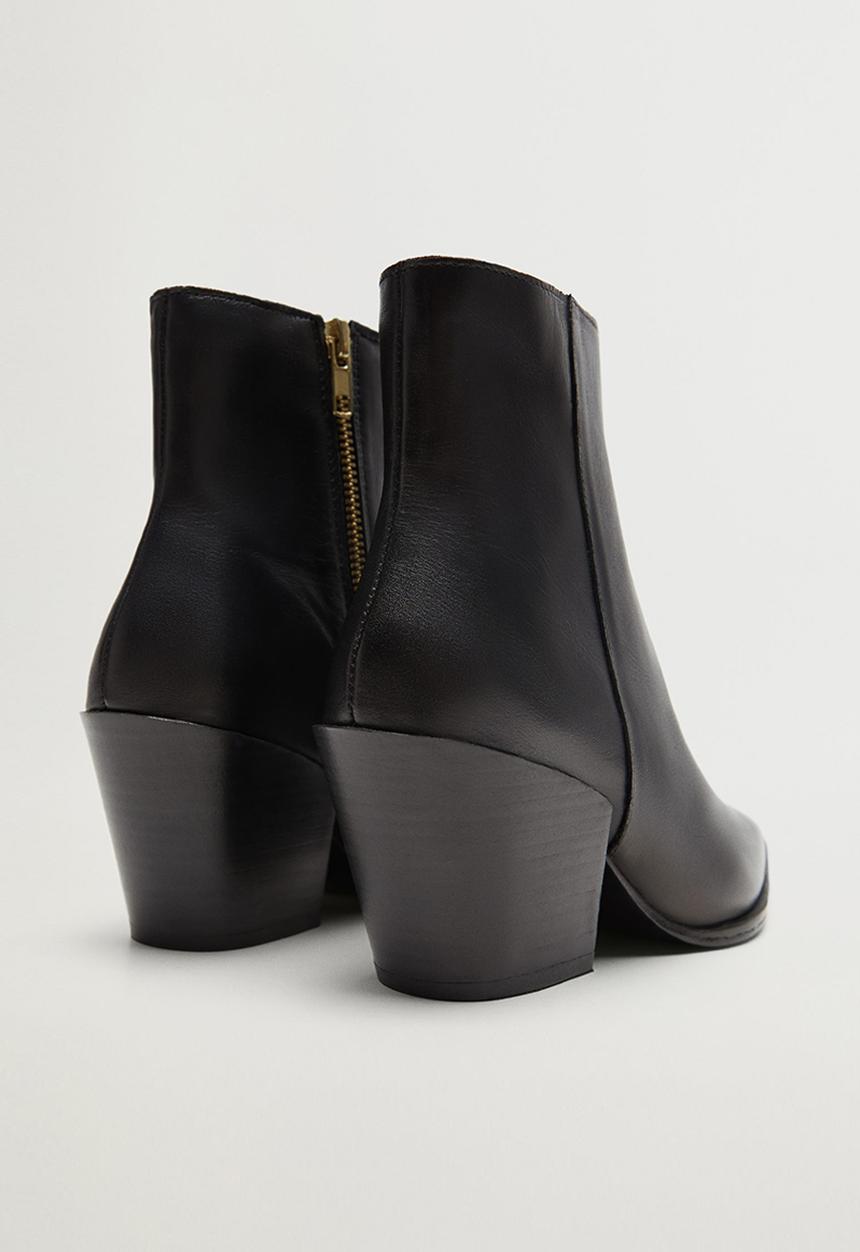 MANGO - Lobo leather ankle boot - black