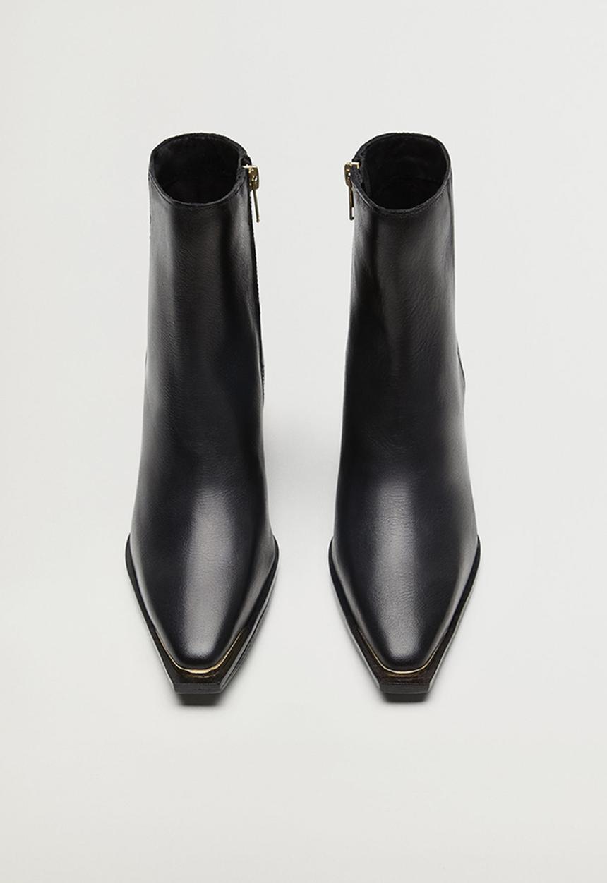 MANGO - Lobo leather ankle boot - black