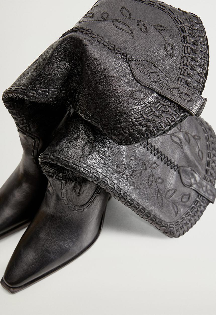 MANGO - Leef leather boot - black
