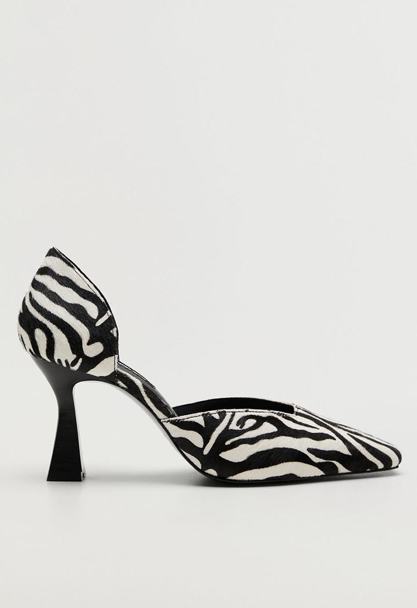 MANGO - Kenny1 leather court - black & white 