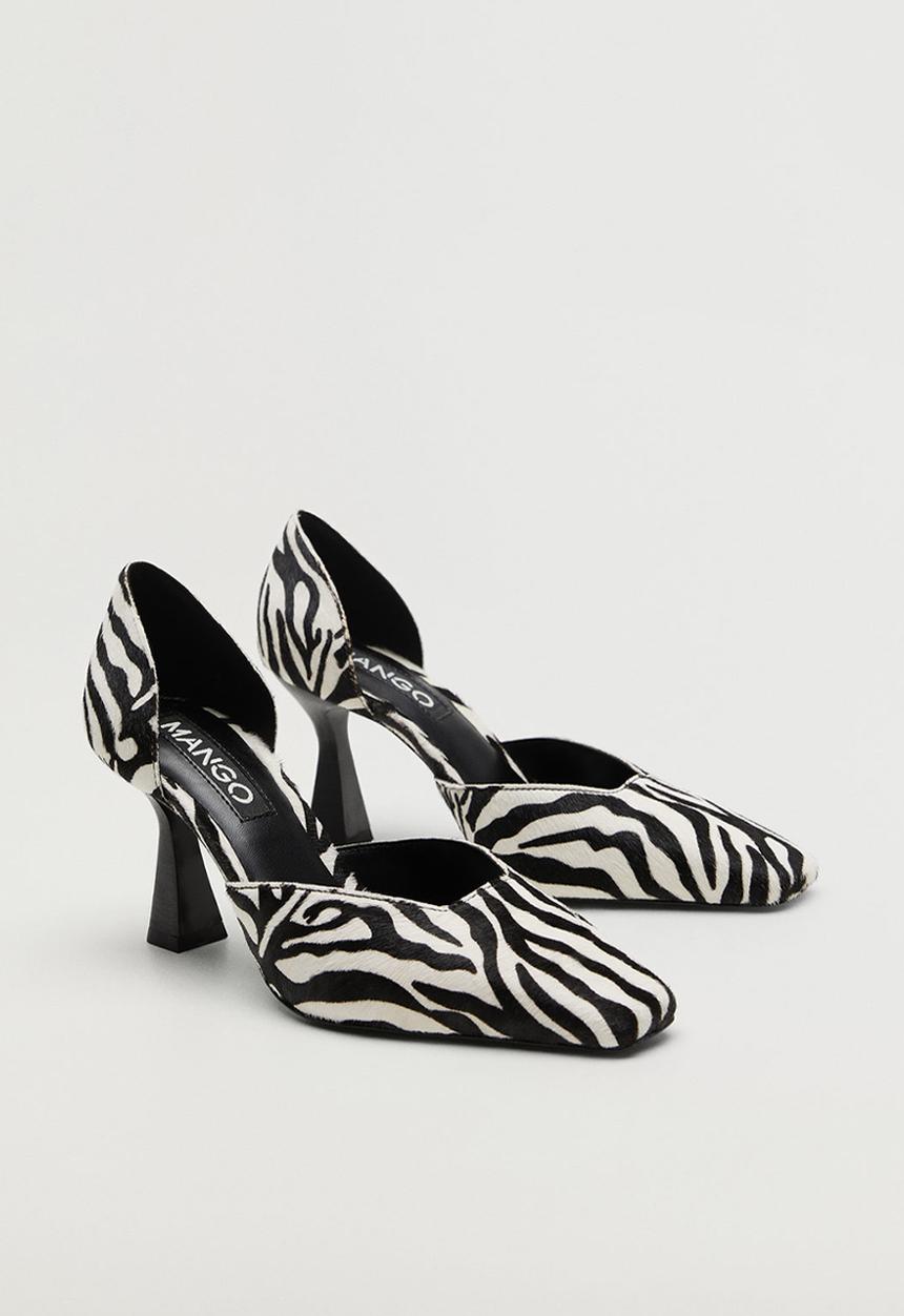 MANGO - Kenny1 leather court - black & white 