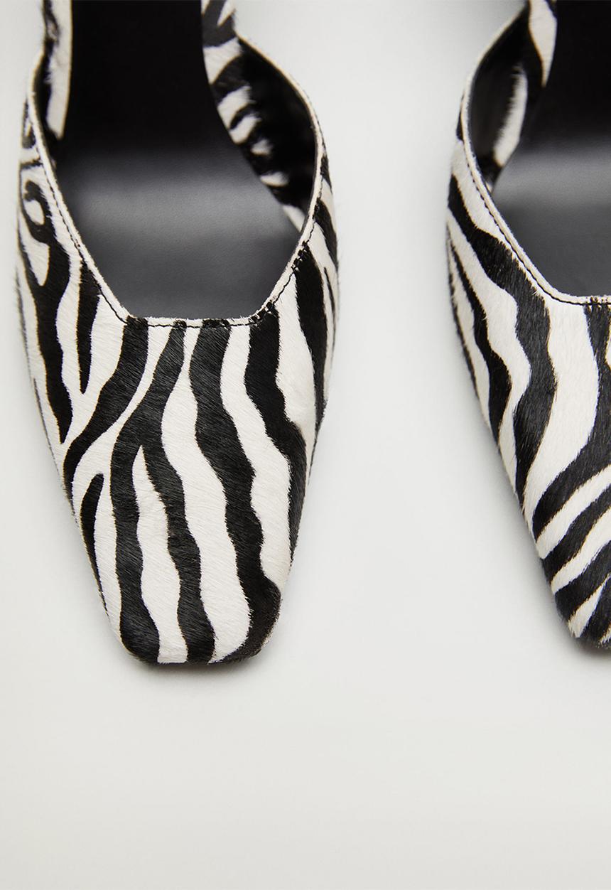 MANGO - Kenny1 leather court - black & white 