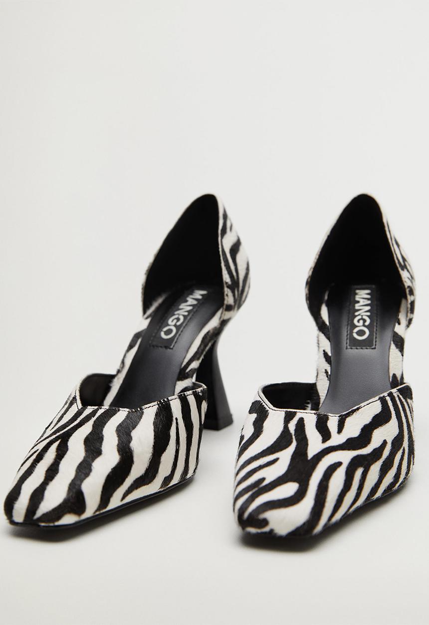 MANGO - Kenny1 leather court - black & white 
