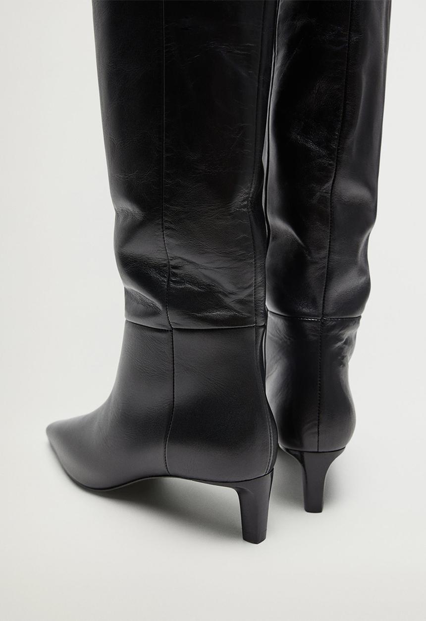 MANGO - Fuego leather boot - black