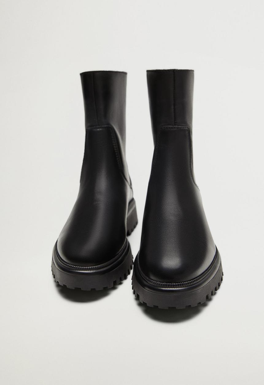 MANGO - Hector leather boot - black