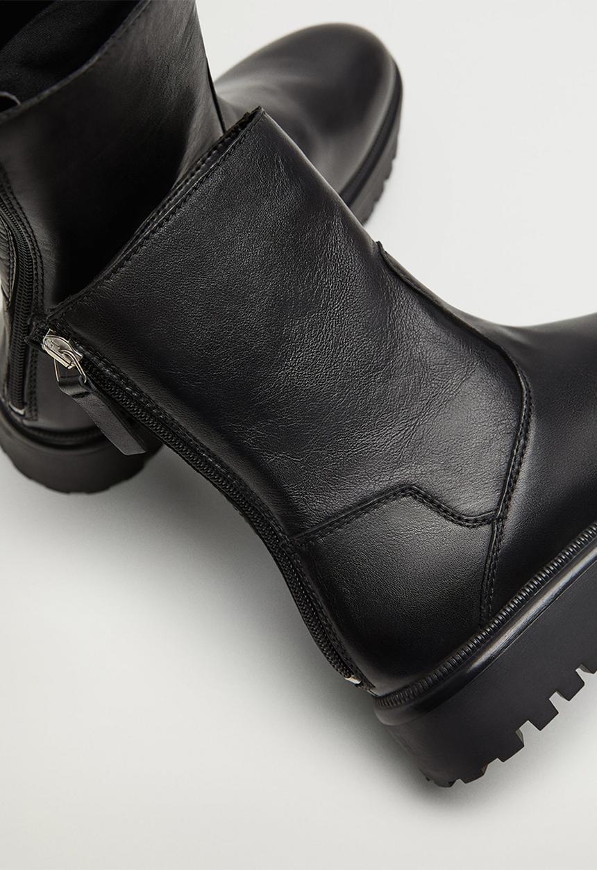 MANGO - Hector leather boot - black