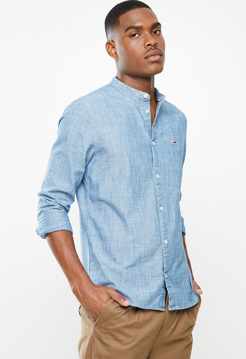 Tommy Hilfiger - Tjm chambray mao shirt - blue