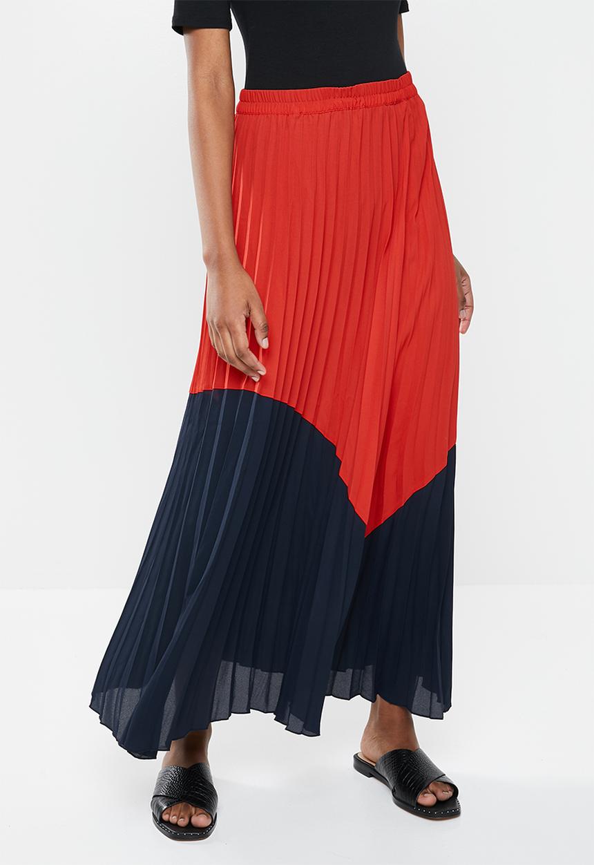 ONLY - Stina maxi skirt - red & black