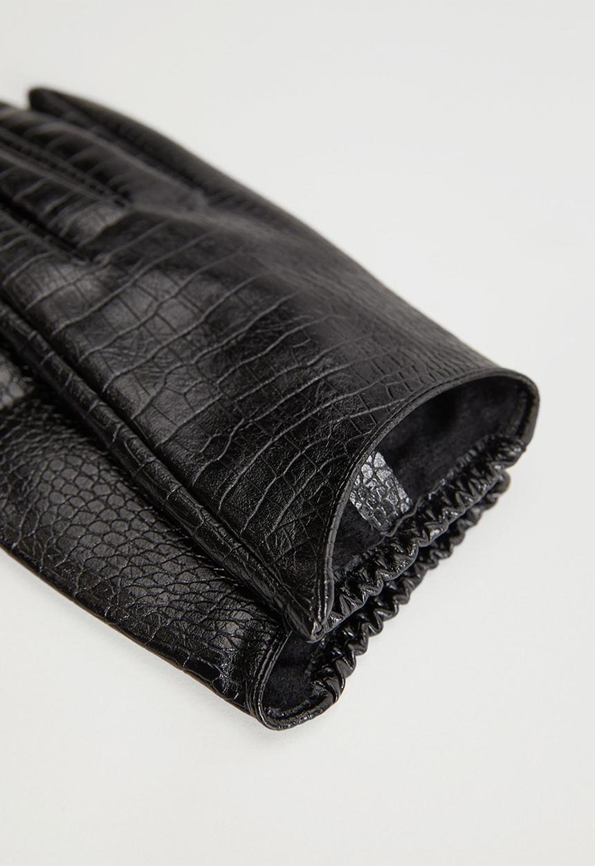 MANGO - Gloves crocod - black