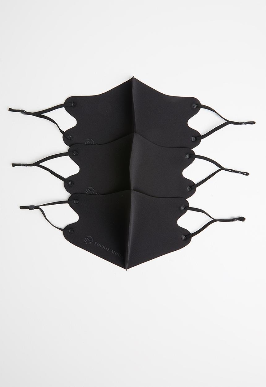 Sophie Moda - 3 pack adjustable fashion mask - black