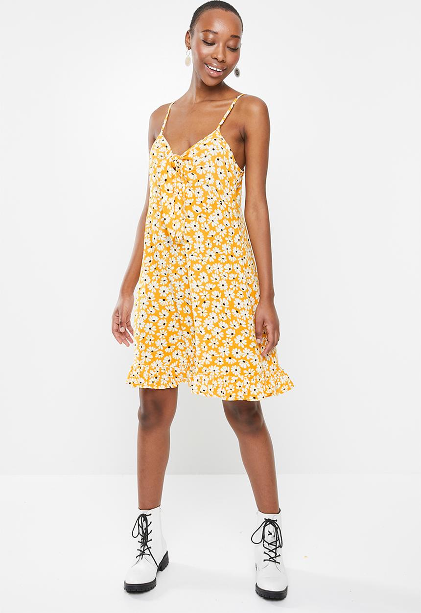 Cotton On - Woven Kiara tie front mini dress - orange 