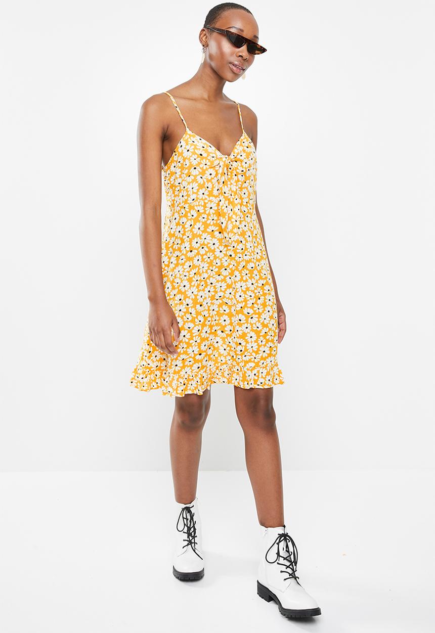 Cotton On - Woven Kiara tie front mini dress - orange 