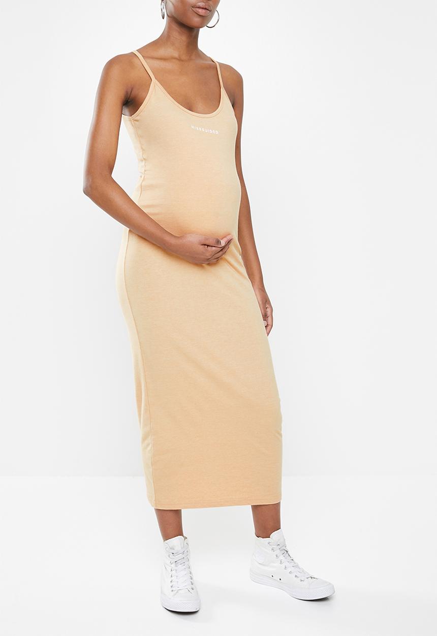 Missguided - Maternity embroidered cami maxi dress - beige