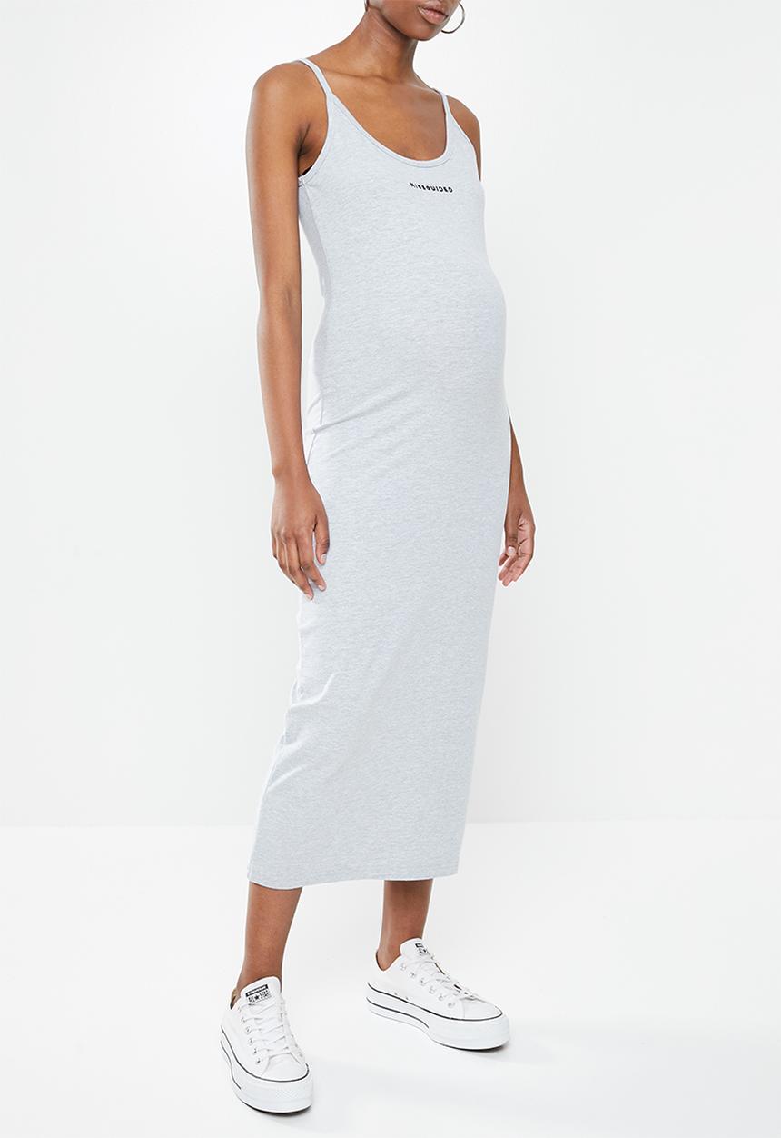 Missguided - Maternity embroidered scoop maxi dress - grey