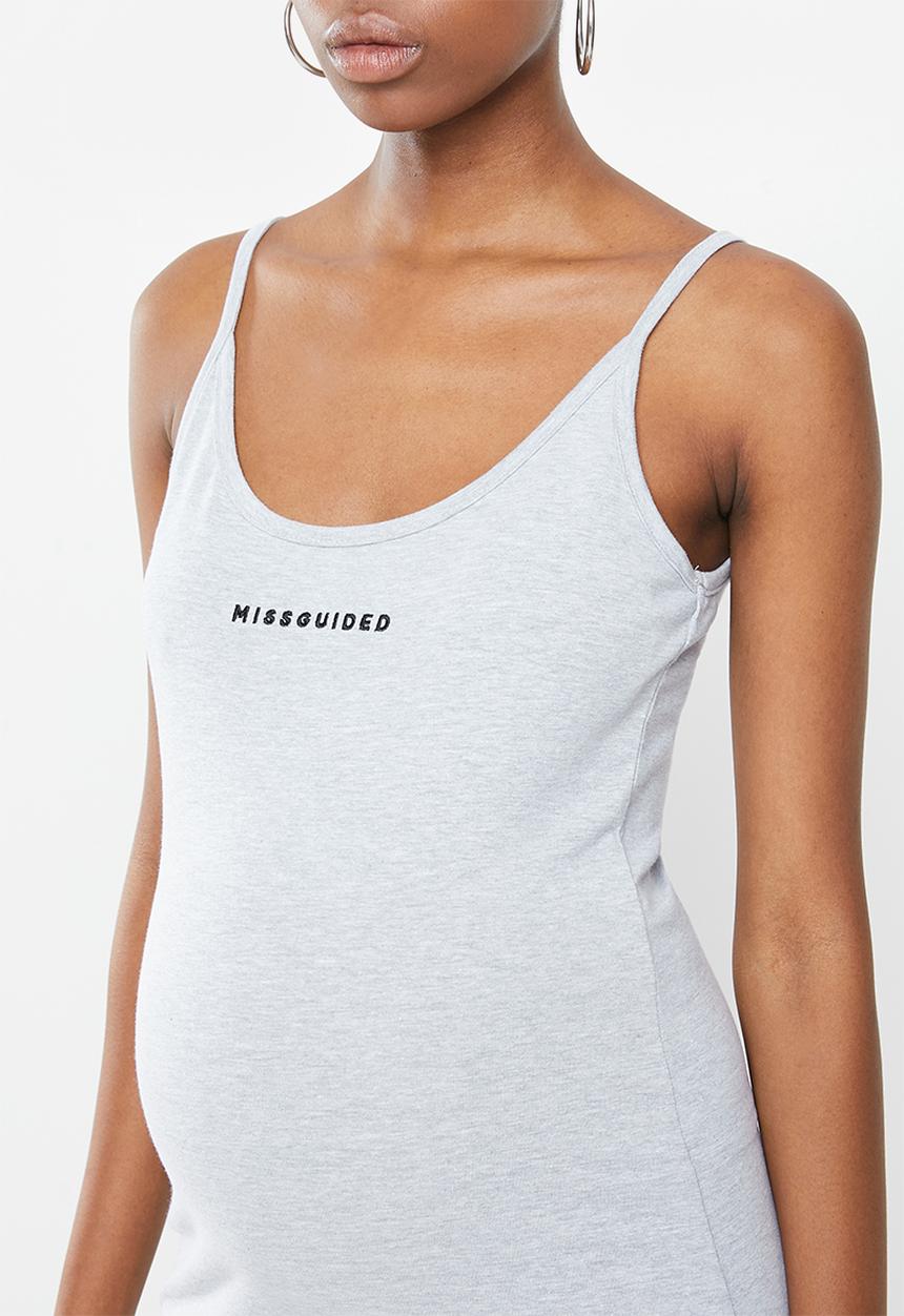 Missguided - Maternity embroidered scoop maxi dress - grey