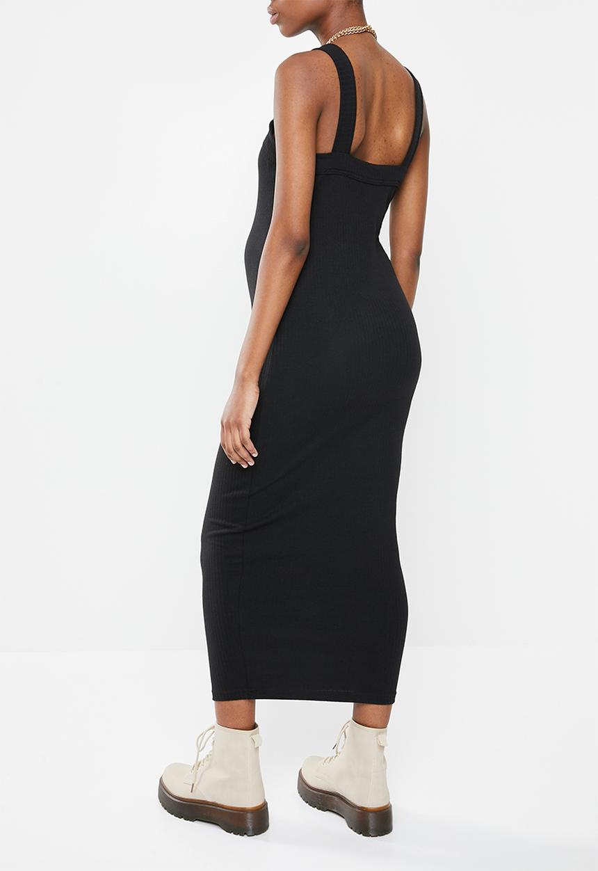 Missguided - Maternity scoop neck cami rib midi dress - black