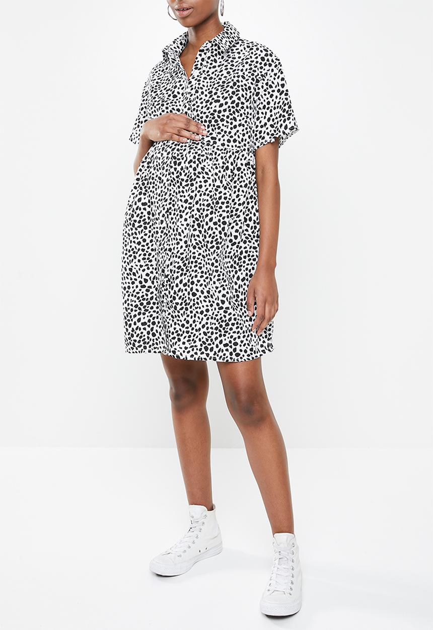 Missguided - Maternity shirt smock dress dalmatian - black & white