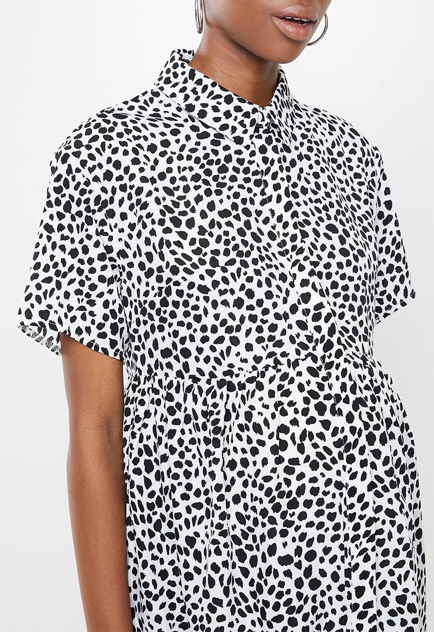 Missguided - Maternity shirt smock dress dalmatian - black & white