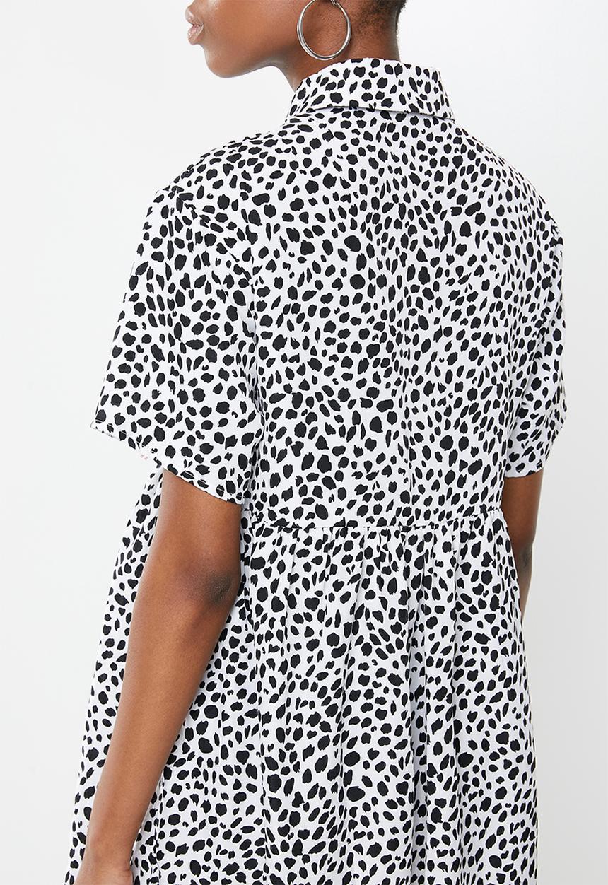 Missguided - Maternity shirt smock dress dalmatian - black & white
