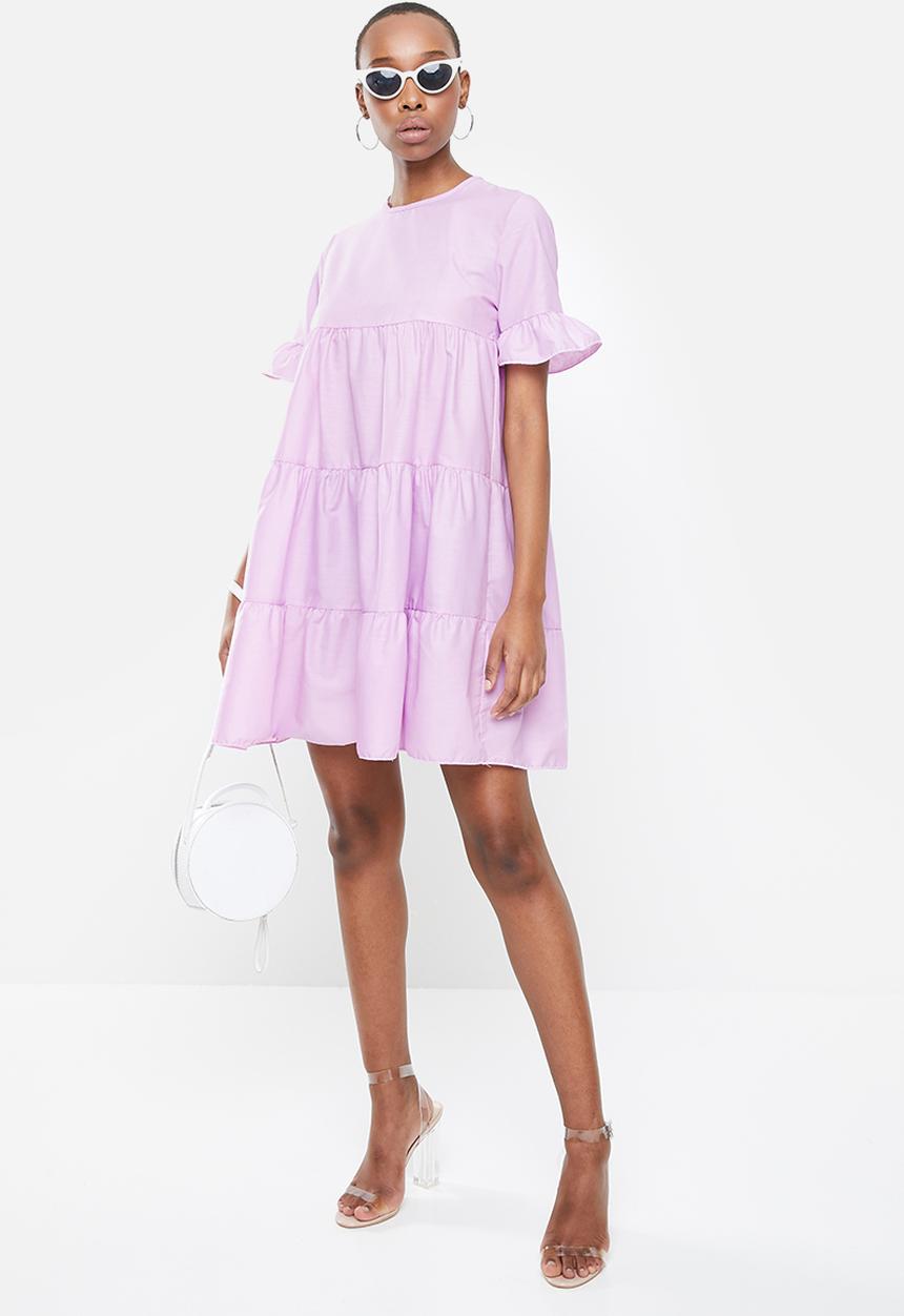 Missguided - Frill sleeve smock dress short sleeve  - purple 