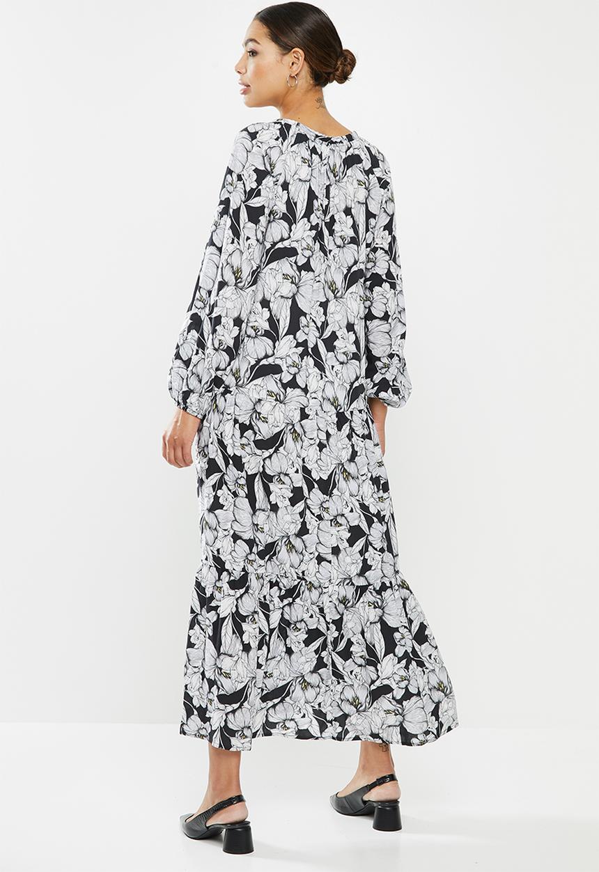 edit - Wide hem gyspy maxi dress - black & white 