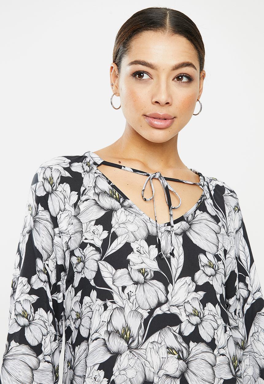 edit - Wide hem gyspy maxi dress - black & white 