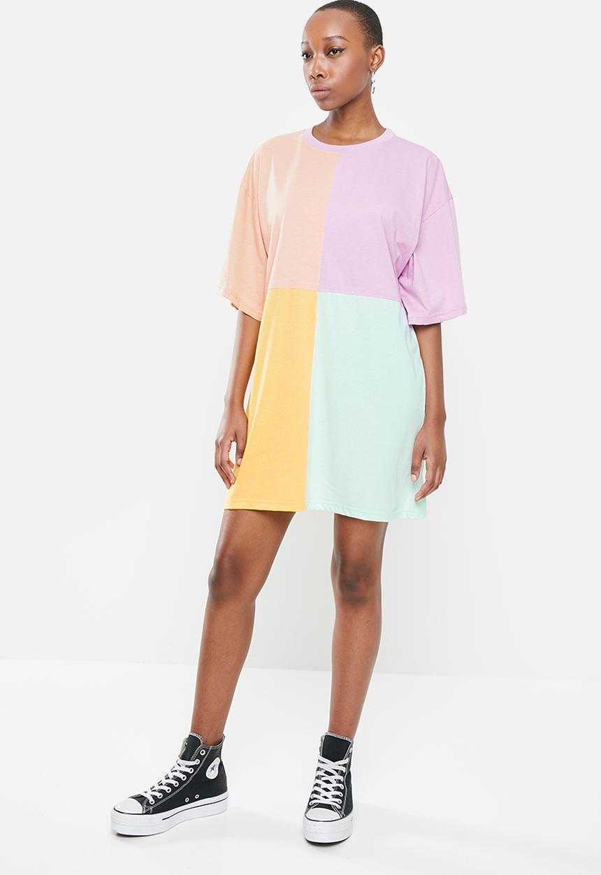 Missguided - Oversized T-shirt dress short sleeve colour block - multi