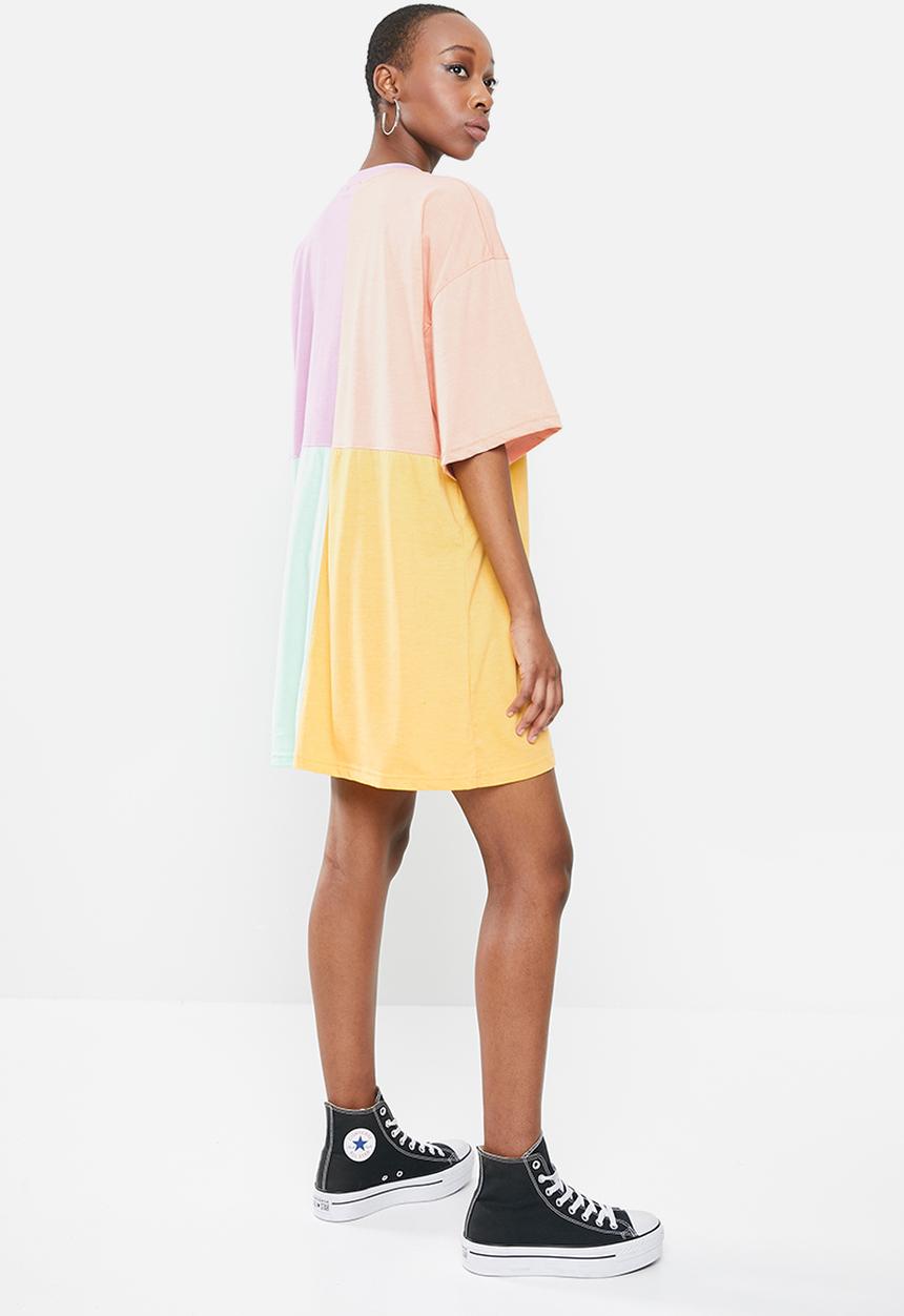 Missguided - Oversized T-shirt dress short sleeve colour block - multi