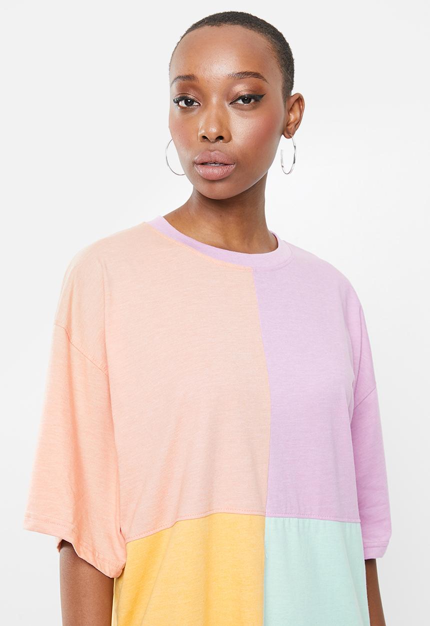 Missguided - Oversized T-shirt dress short sleeve colour block - multi