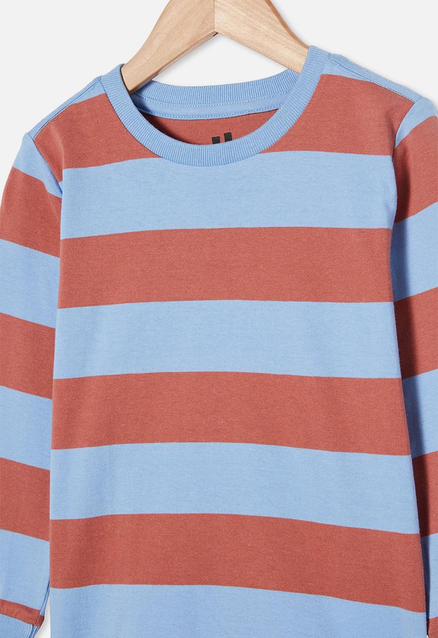 Cotton On - Core long sleeve tee - blue & rust 