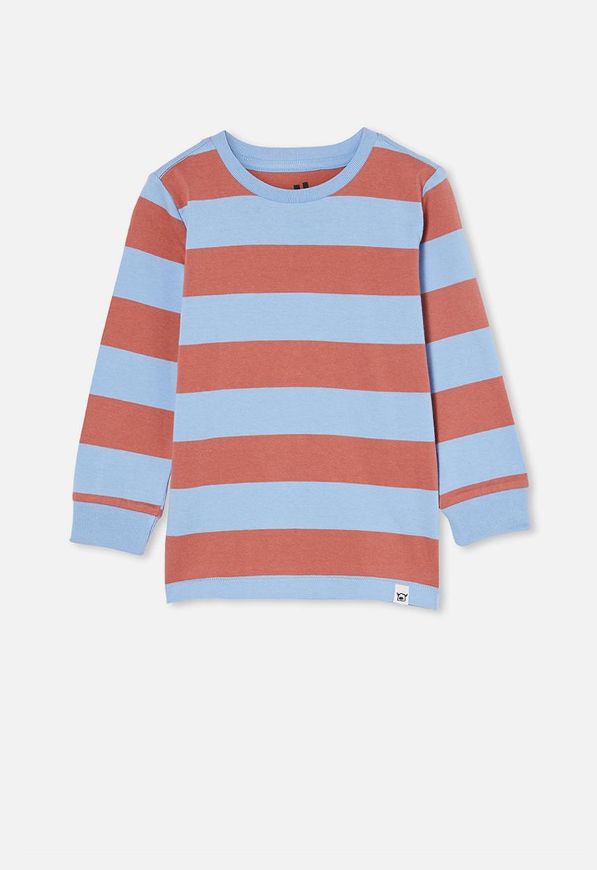 Cotton On - Core long sleeve tee - blue & rust 
